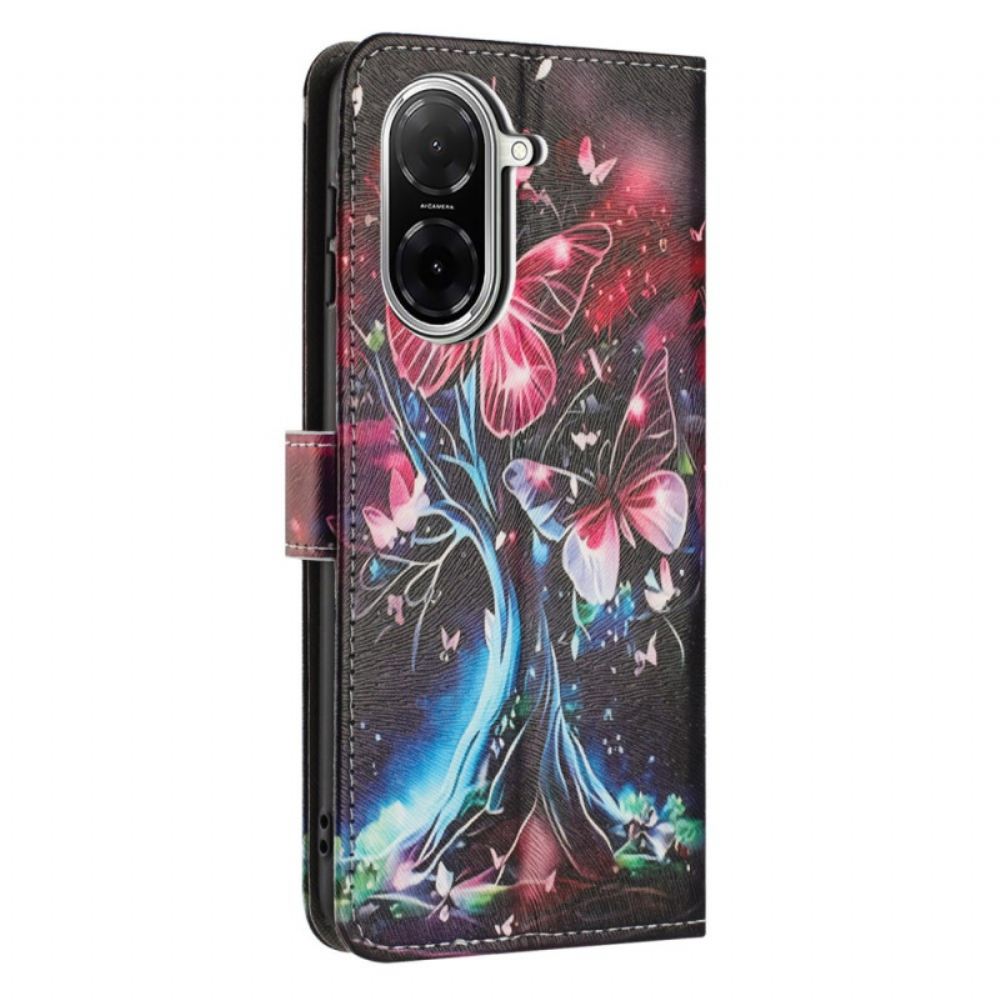 Kožený Kryt Na Poco C71 Strom A Motýli