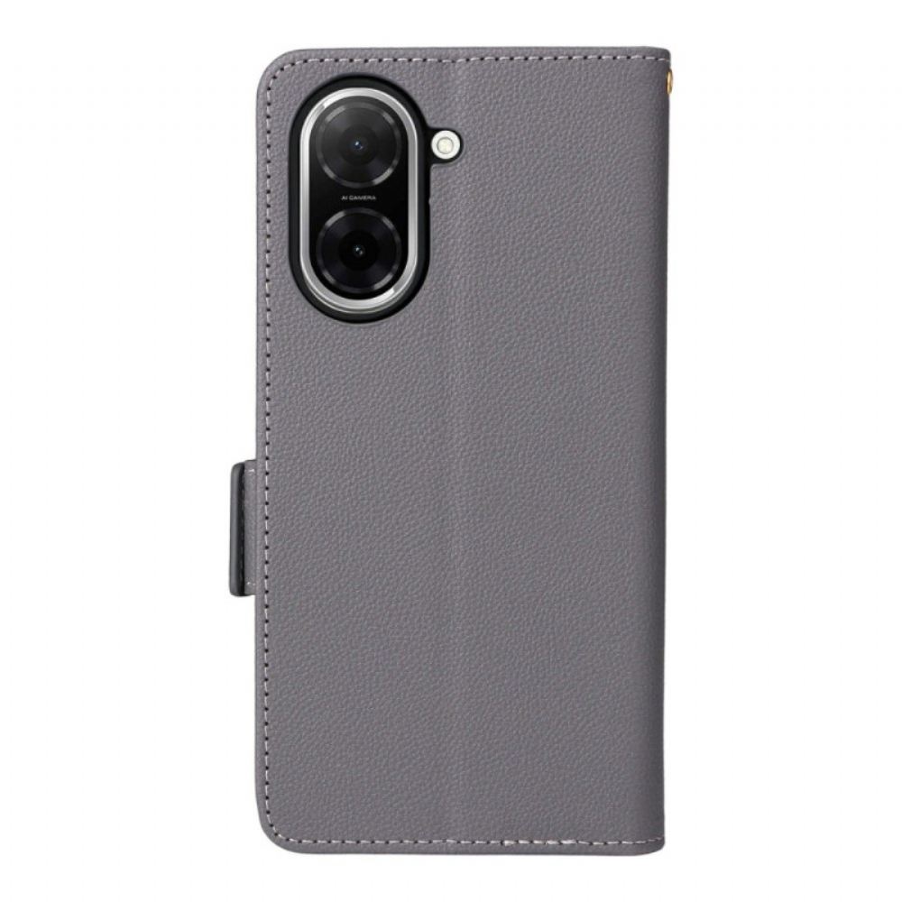 Kožený Kryt Na Poco C71 Šňůrka Na Krk S Texturou Liči