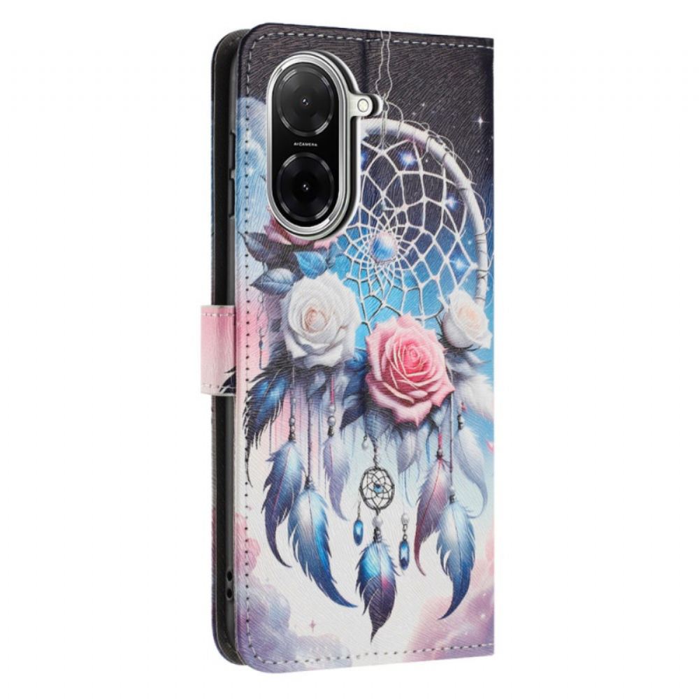 Kožený Kryt Poco C71 Květinový Lapač Snů