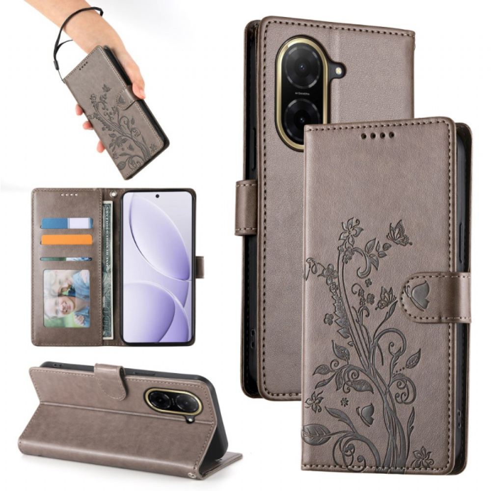 Kožený Kryt Poco C71 Květinový Vzor