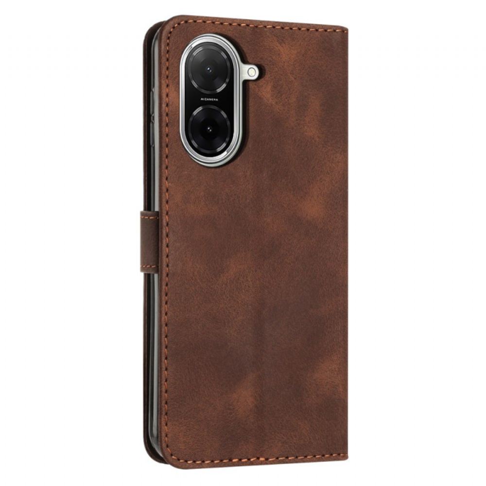 Kožený Kryt Poco C71 Liniový Design S Popruhem