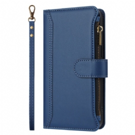 Kožený Kryt Poco C71 Peněženka S 9 Přihrádkami Na Karty A Šňůrkou Na Krk