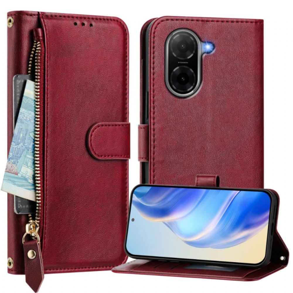 Kožený Kryt Poco C71 Peněženka S Popruhem