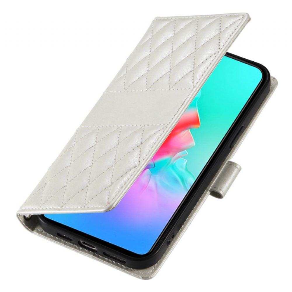 Kožený Kryt Poco C71 Prošívané S Popruhem A Ramenním Popruhem