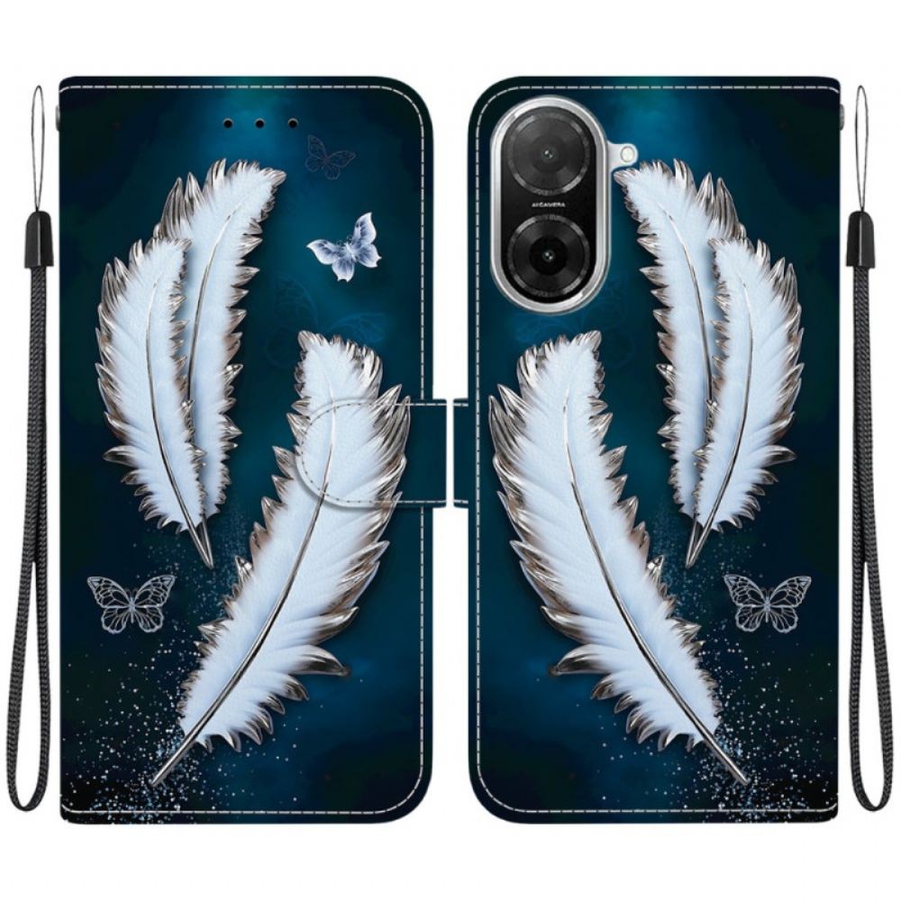 Peněženková Pouzdra Poco C71 Kryty Na Mobil Bílé Peří