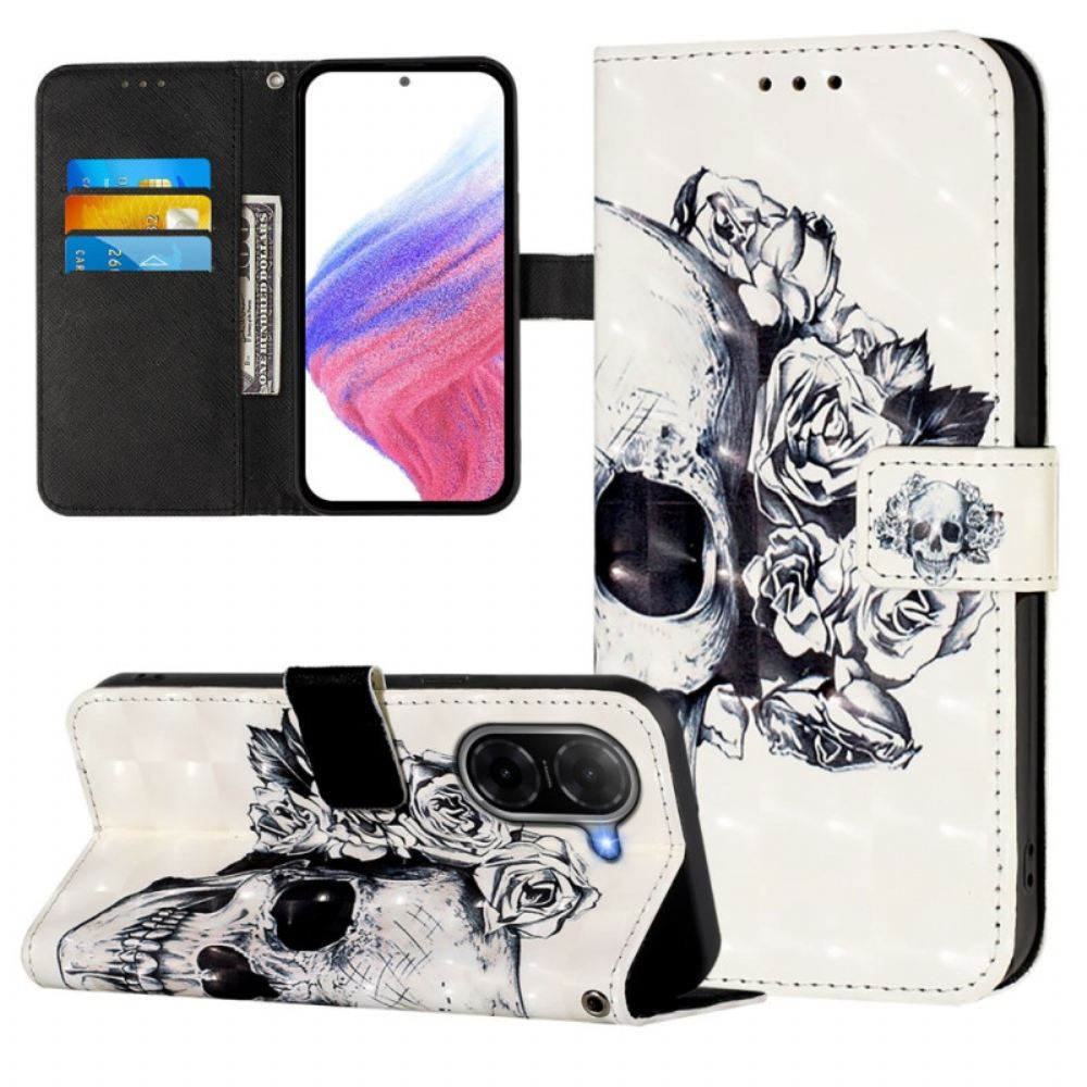 Peněženková Pouzdra Poco C71 Květinová Lebka