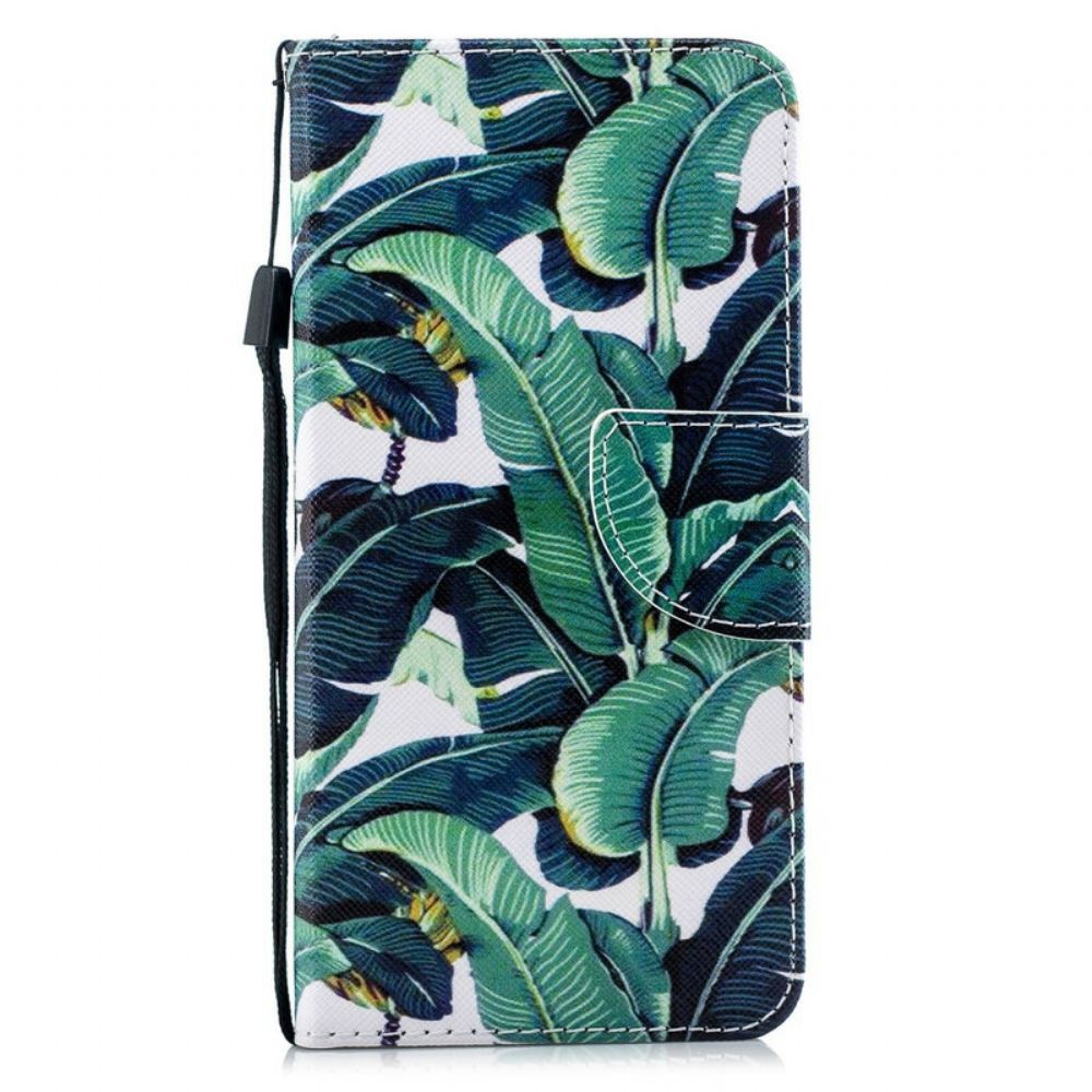 Flipové Pouzdro Na Xiaomi Redmi 7A Na Lana Tropické Listy Řemínky