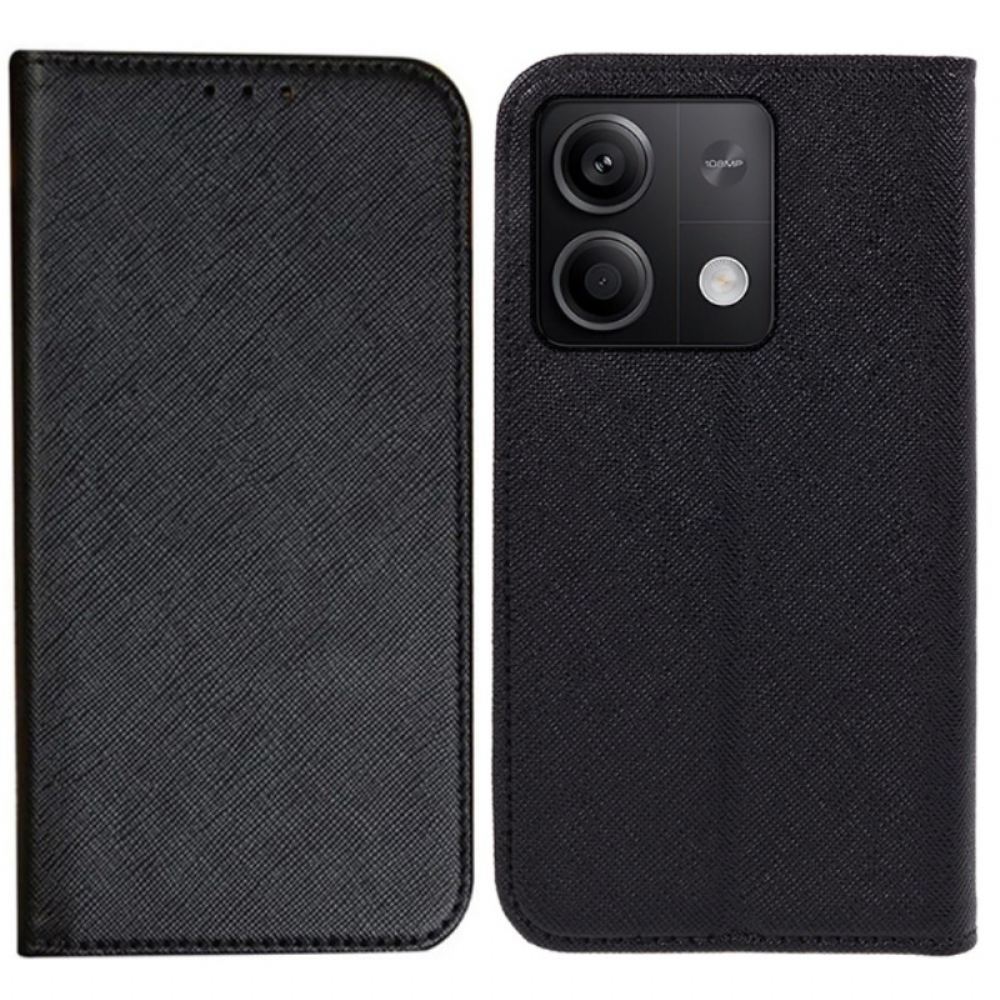 Kožené Pouzdro Folio Xiaomi Redmi Note 13 Pro 5g Křížová Textura