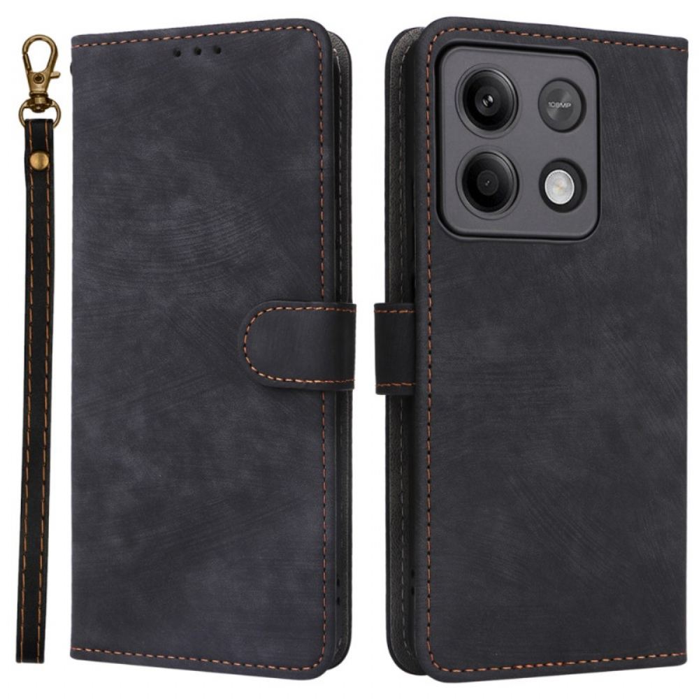 Kožený Kryt Xiaomi Redmi Note 13 Pro 5g Blokování Rfid A Šňůrka
