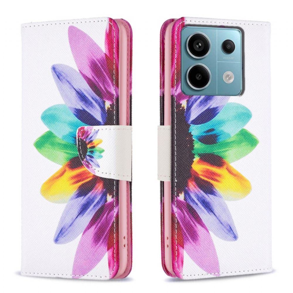 Kožený Kryt Xiaomi Redmi Note 13 Pro 5g Květina Akvarelu