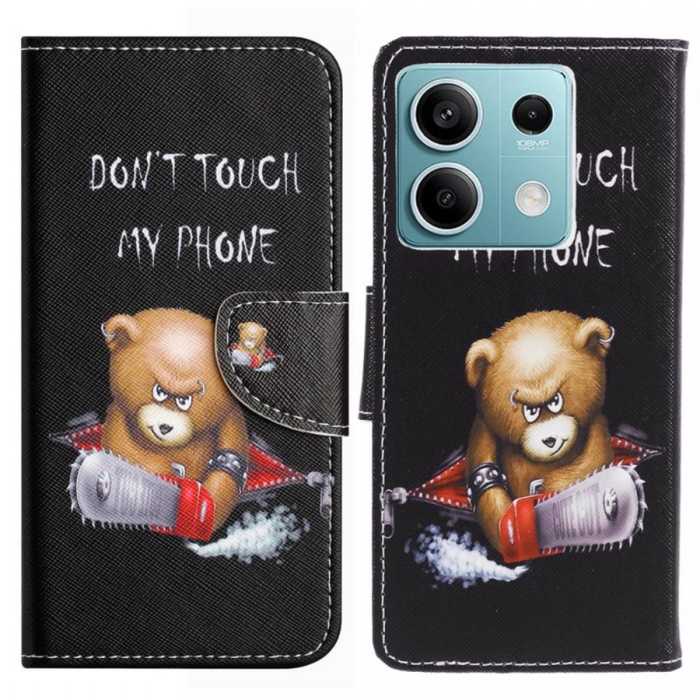Kožený Kryt Xiaomi Redmi Note 13 Pro 5g Medvěd Nedotýkejte Se Mého Telefonu