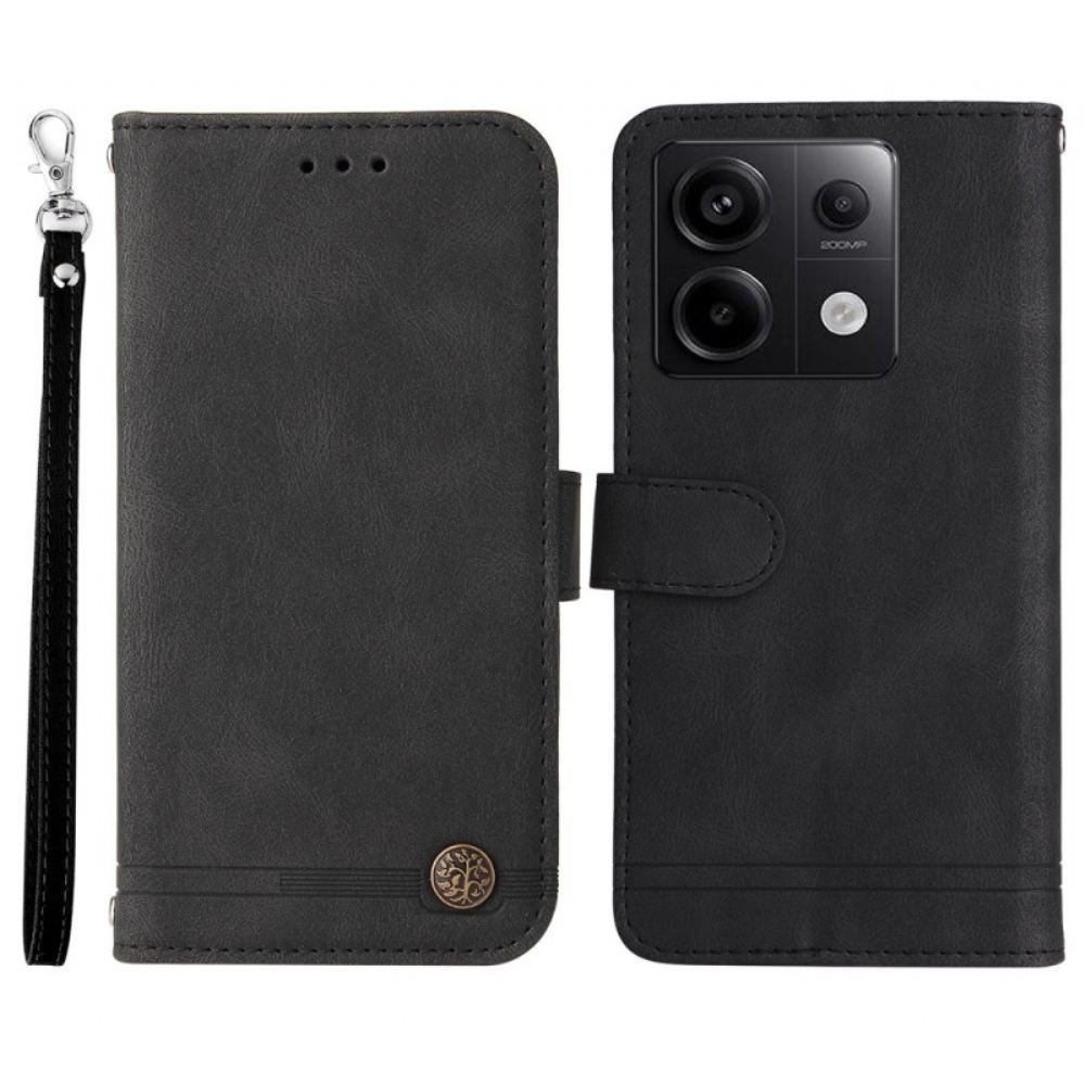 Kožený Kryt Xiaomi Redmi Note 13 Pro 5g Nýt Na Ozdobný Popruh