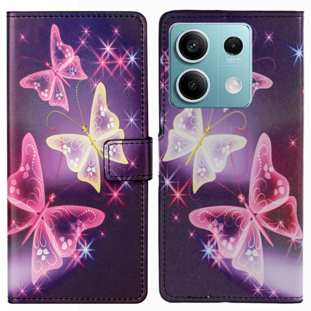 Kožený Kryt Xiaomi Redmi Note 13 Pro 5g Šumivé Motýly
