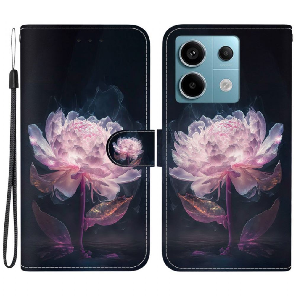 Peněženková Pouzdra Xiaomi Redmi Note 13 Pro 5g Fialová Pivoňka S Páskem