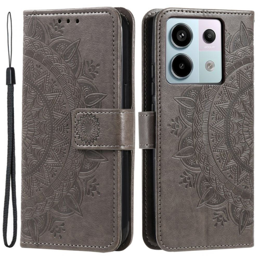 Peněženková Pouzdra Xiaomi Redmi Note 13 Pro 5g Kryty Na Mobil Mandala Sun S Popruhem