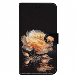 Peněženková Pouzdra Xiaomi Redmi Note 13 Pro 5g Zlatá Pivoňka S Řemínkem
