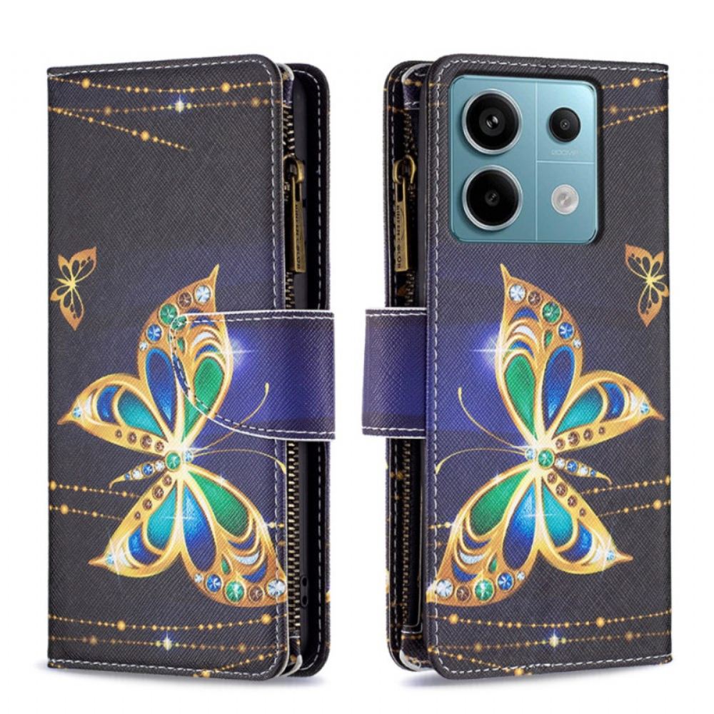 Peněženková Pouzdra Xiaomi Redmi Note 13 Pro 5g Štrasová Peněženka Butterfly