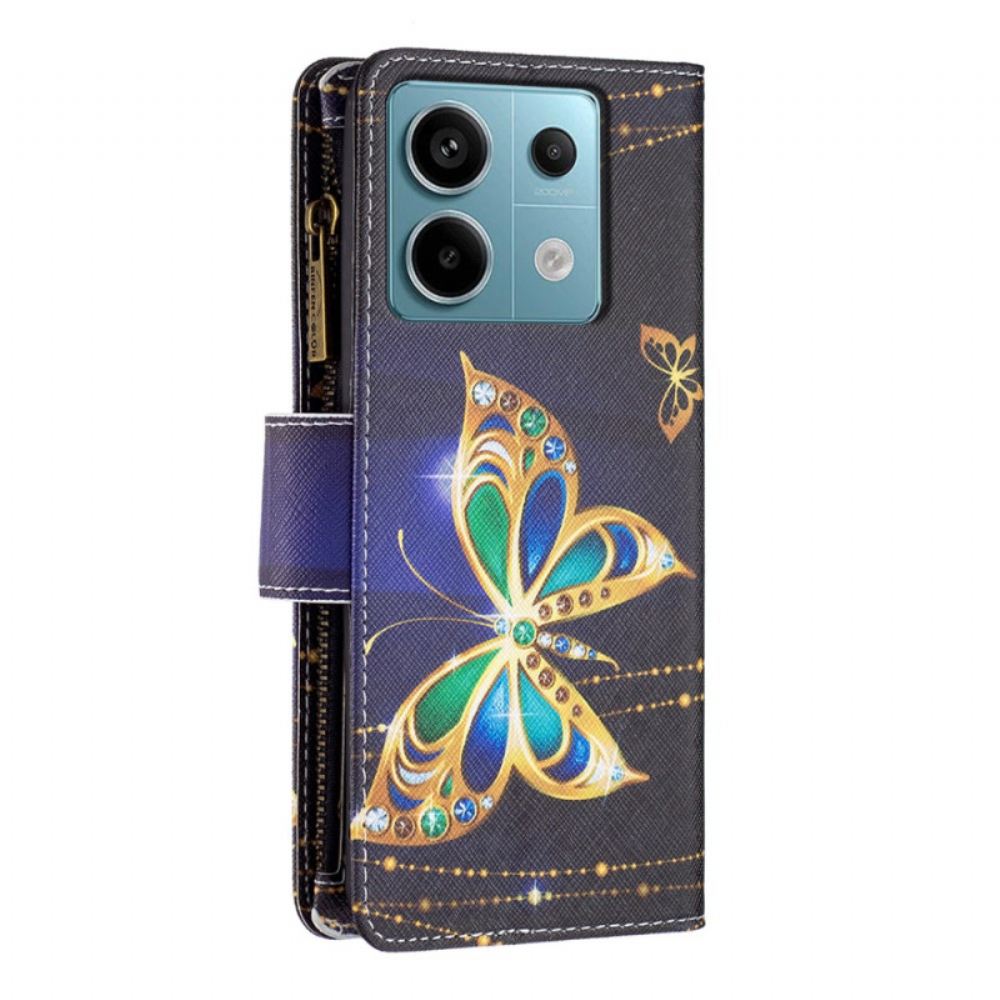 Peněženková Pouzdra Xiaomi Redmi Note 13 Pro 5g Štrasová Peněženka Butterfly