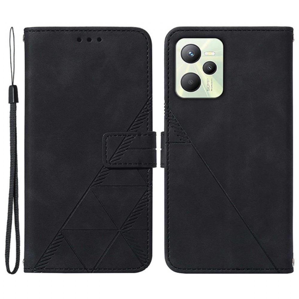 Flipové Pouzdro Na Realme C35 Na Lana Strappy Trojúhelníky