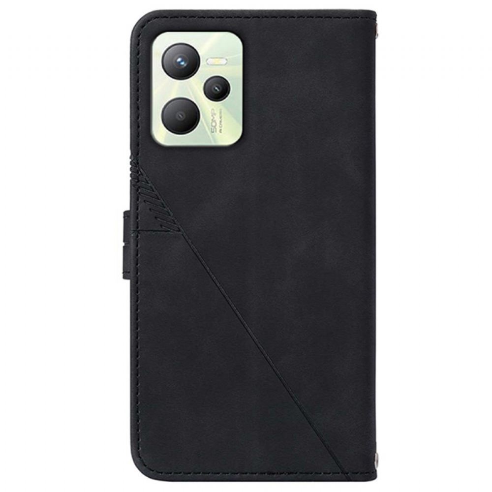 Flipové Pouzdro Na Realme C35 Na Lana Strappy Trojúhelníky
