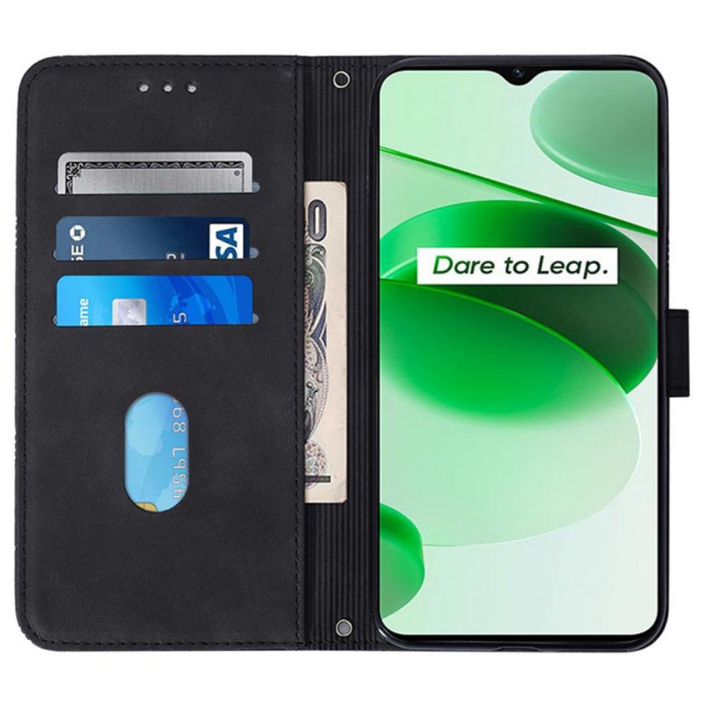 Flipové Pouzdro Na Realme C35 Na Lana Strappy Trojúhelníky