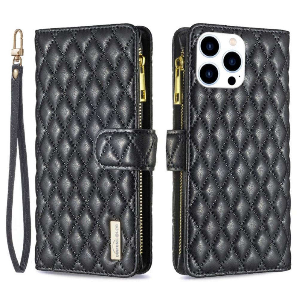 Flipové Pouzdro Na iPhone 14 Pro Barevný Styl Binfen Prošívaný