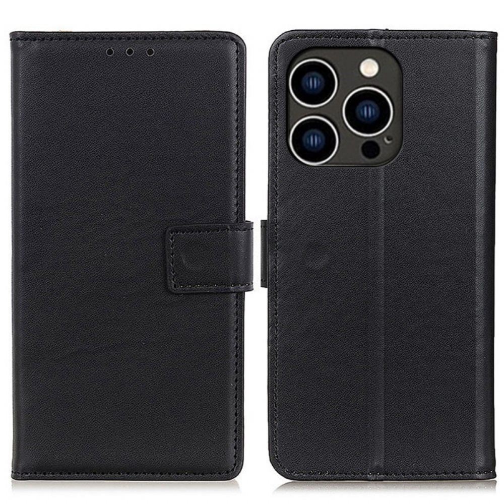 Flipové Pouzdro Na iPhone 14 Pro Jednoduchý Kožený Efekt