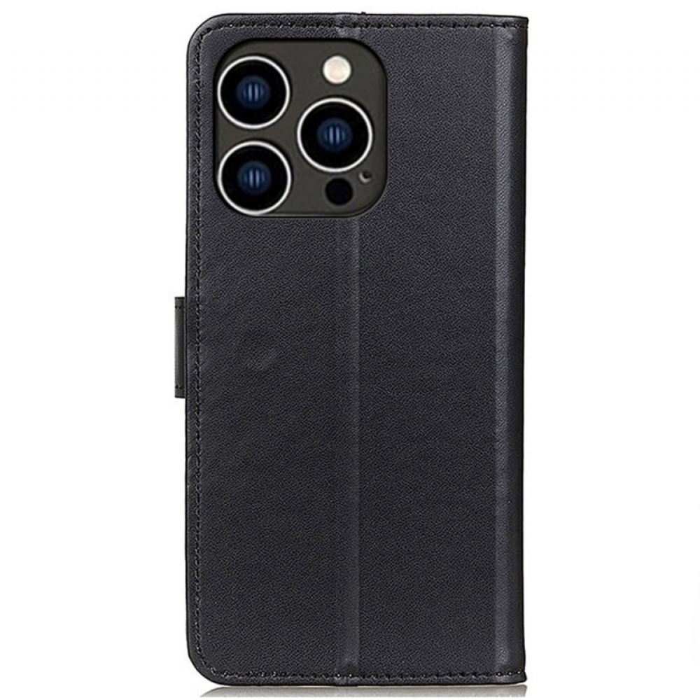Flipové Pouzdro Na iPhone 14 Pro Jednoduchý Kožený Efekt