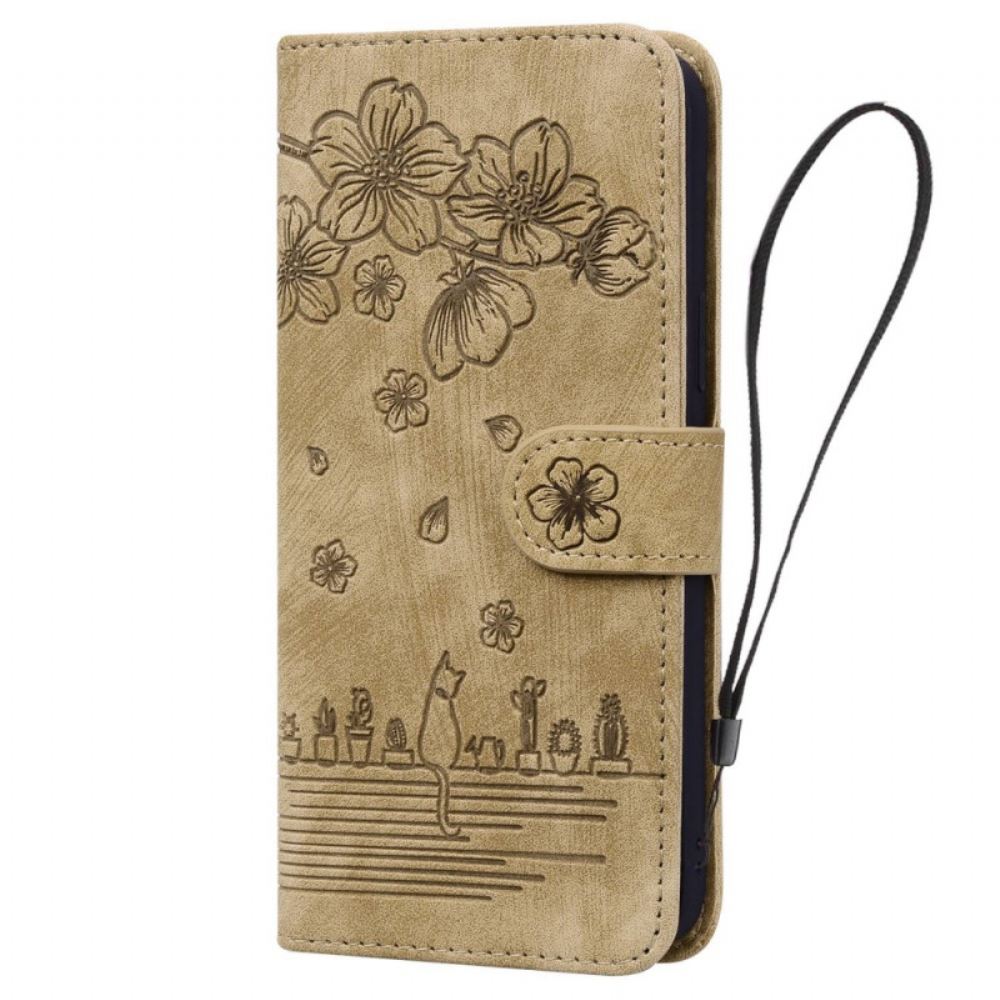 Flipové Pouzdro Na iPhone 14 Pro Na Lana Cat Strappy Print