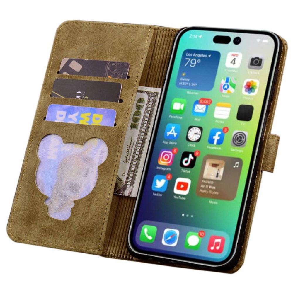Flipové Pouzdro Na iPhone 14 Pro Na Lana Cat Strappy Print