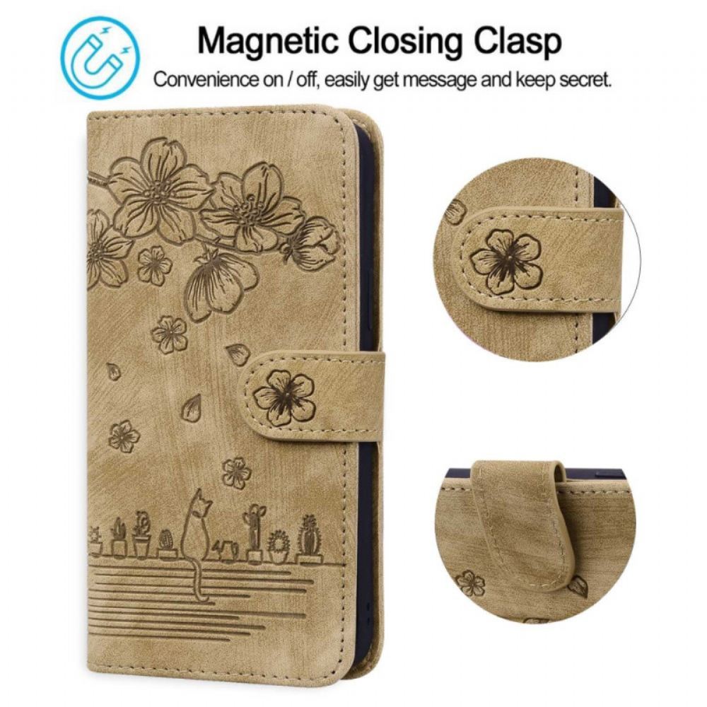 Flipové Pouzdro Na iPhone 14 Pro Na Lana Cat Strappy Print