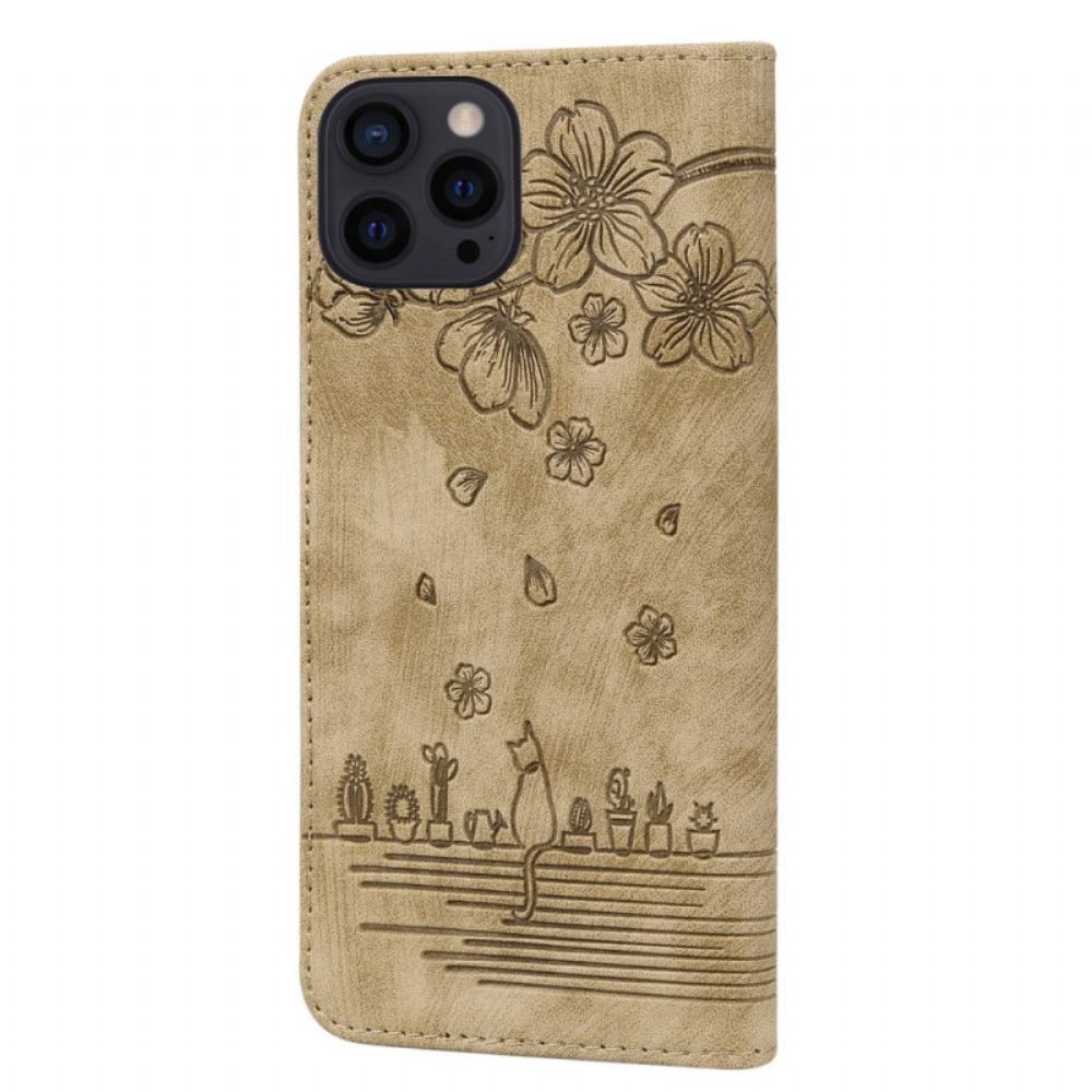 Flipové Pouzdro Na iPhone 14 Pro Na Lana Cat Strappy Print