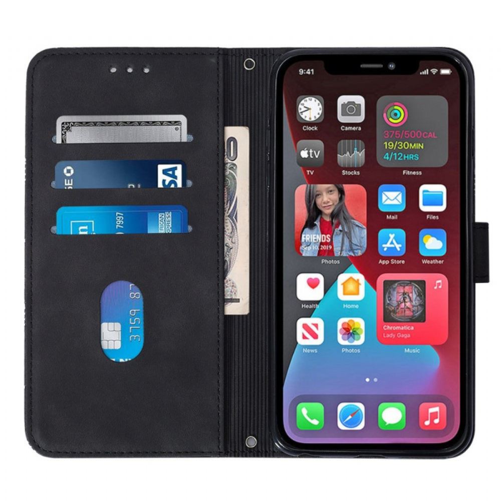 Flipové Pouzdro Na iPhone 14 Pro Na Lana Strappy Trojúhelníky