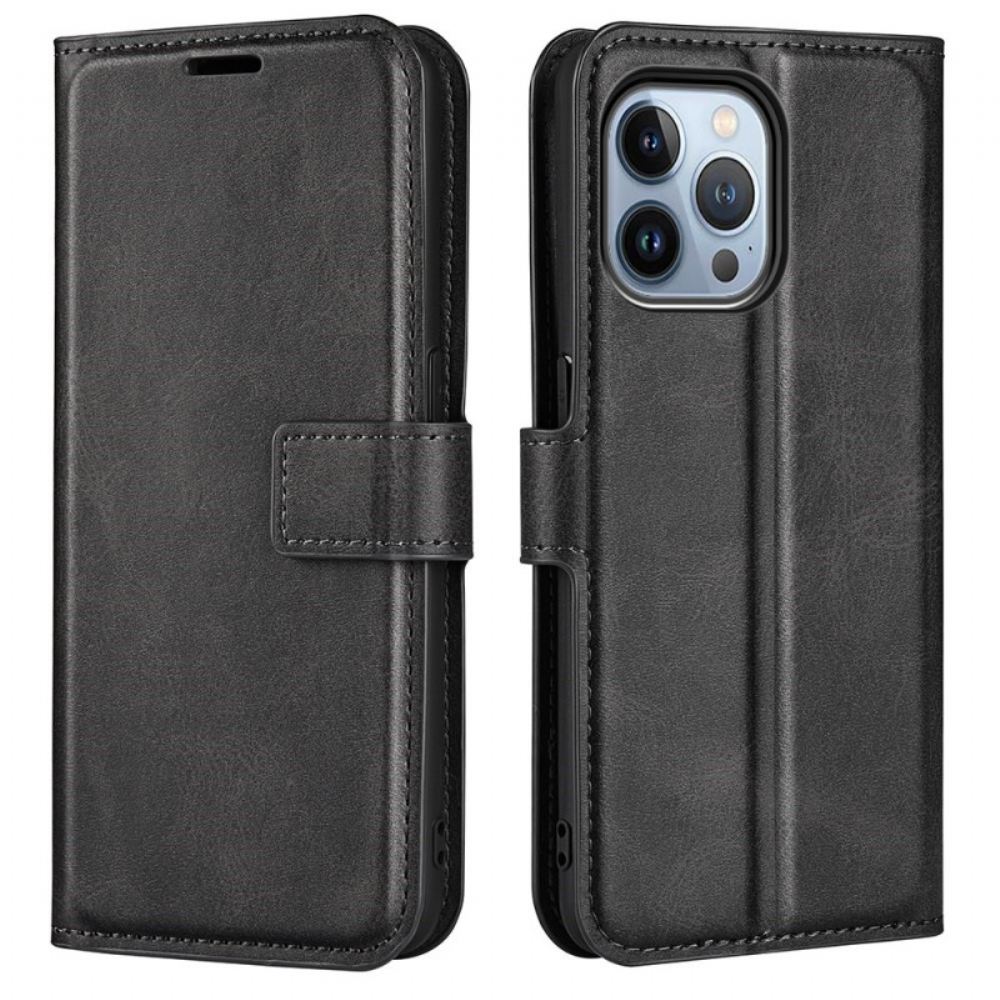 Kožené Pouzdro Na iPhone 14 Pro Jemné Švy