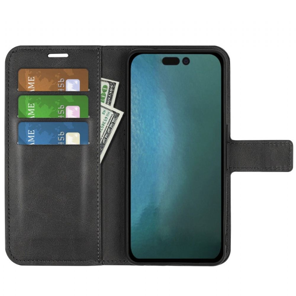 Kožené Pouzdro Na iPhone 14 Pro Jemné Švy