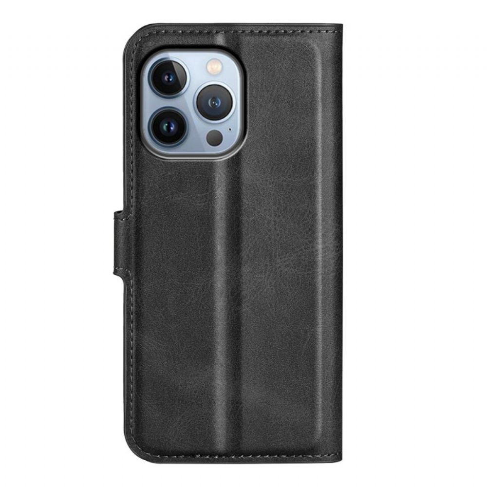 Kožené Pouzdro Na iPhone 14 Pro Jemné Švy