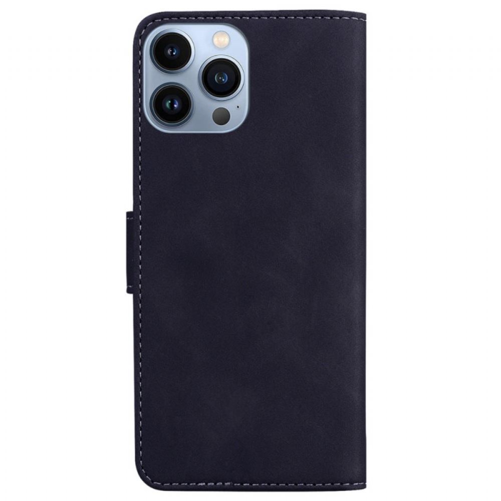 Kožené Pouzdro Na iPhone 14 Pro Motýlí Elegance