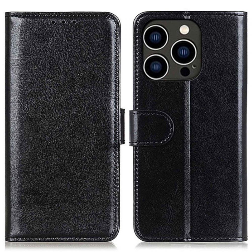 Kožené Pouzdro Na iPhone 14 Pro Umělá Lakovaná Kůže