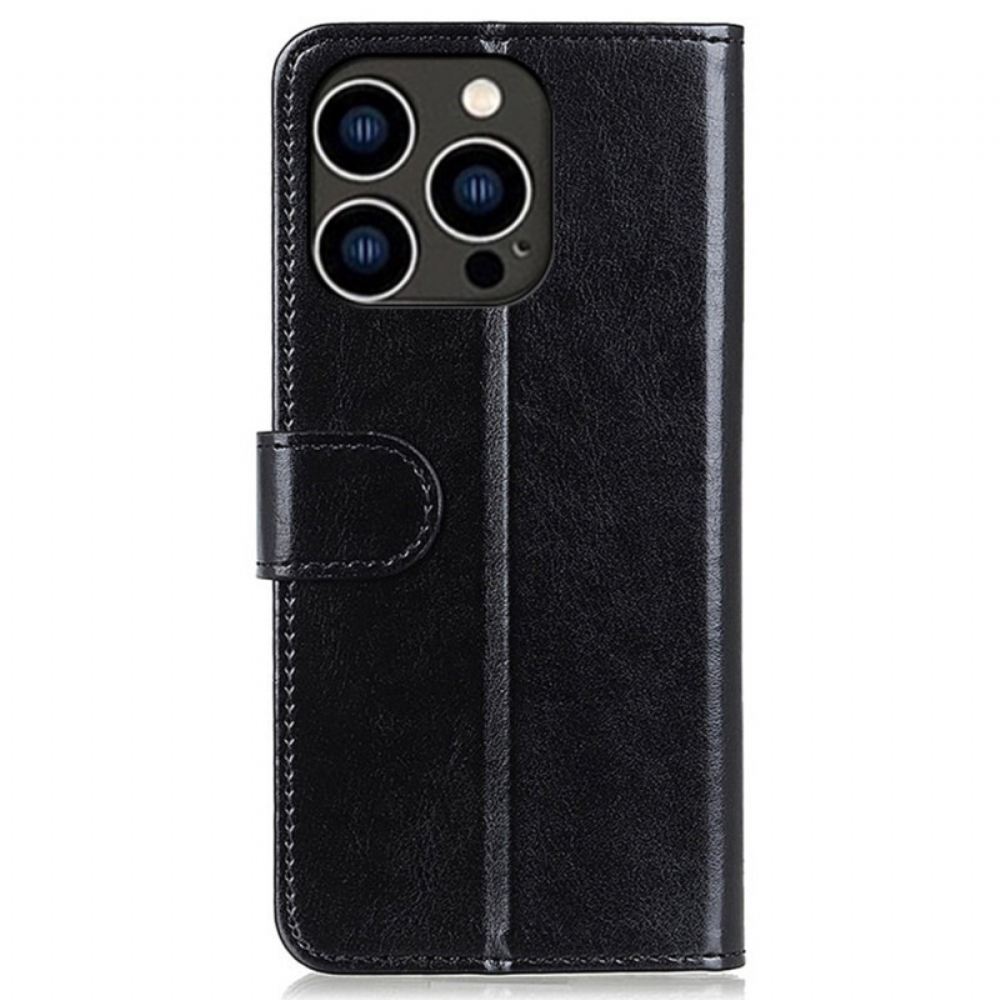 Kožené Pouzdro Na iPhone 14 Pro Umělá Lakovaná Kůže
