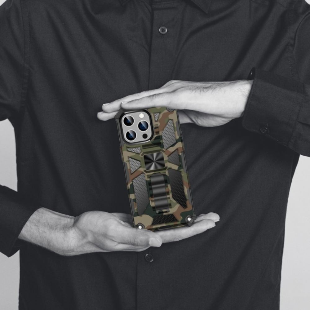 Kryt Na iPhone 14 Pro Odnímatelná Kamuflážní Podpěra