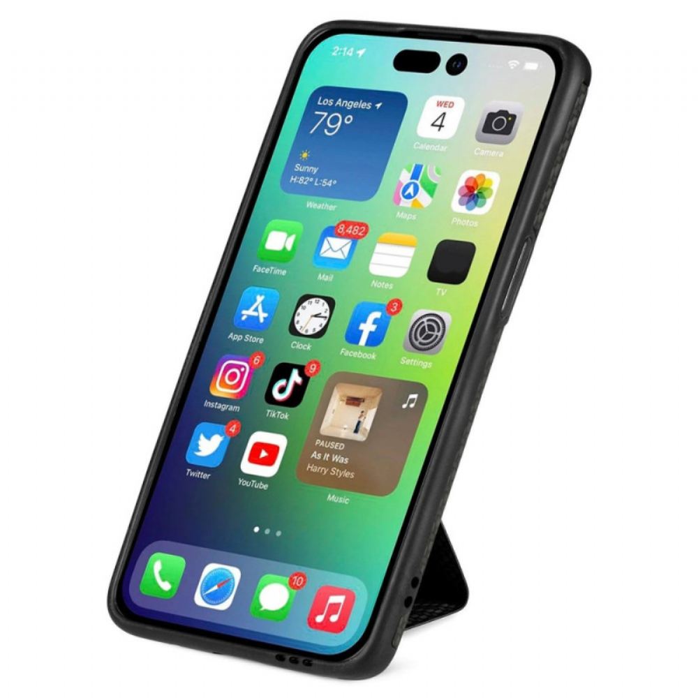 Kryt Na iPhone 14 Pro Stojan Držáku Karet Z Uhlíkových Vláken