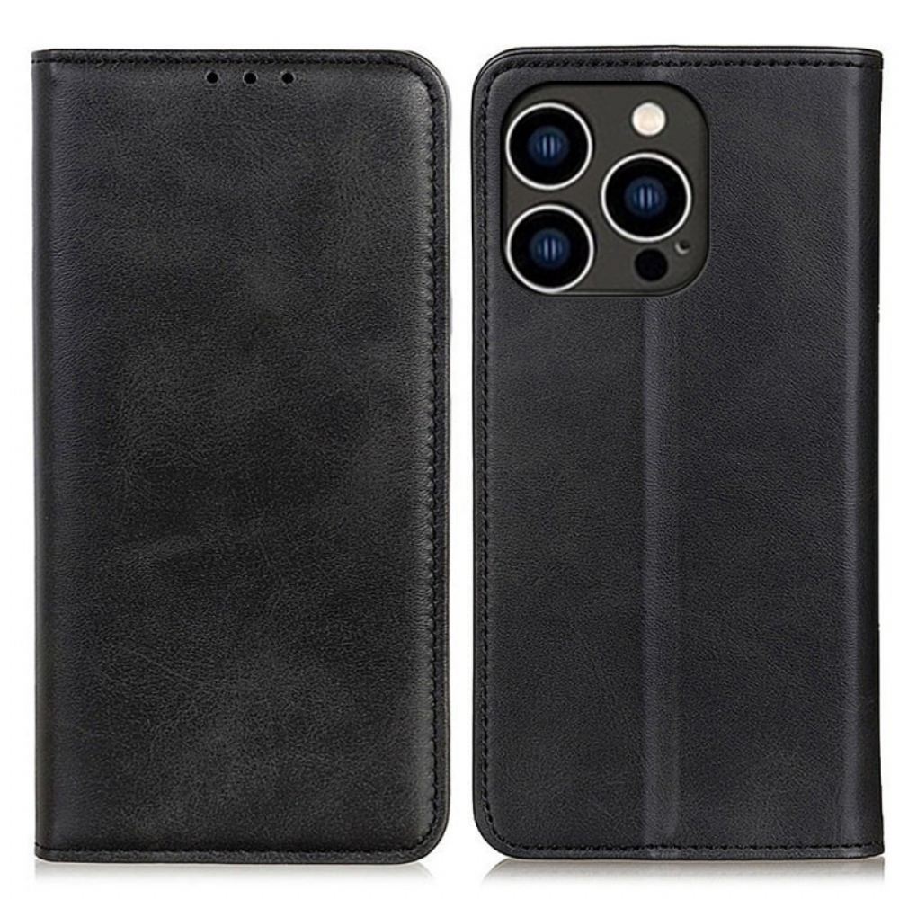 Kryty Na Mobil Na iPhone 14 Pro Flipové Pouzdro Klasická Štípaná Kůže