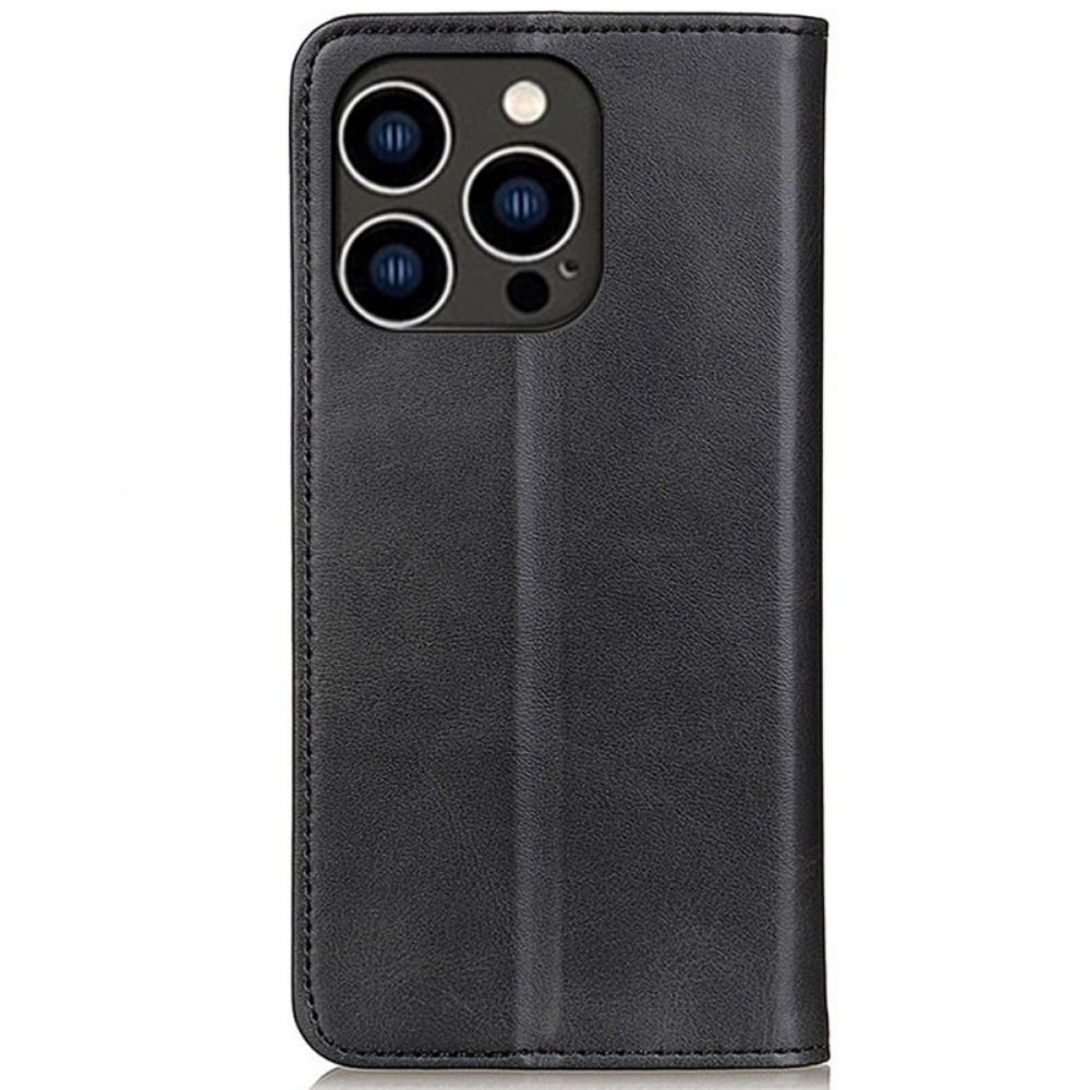 Kryty Na Mobil Na iPhone 14 Pro Flipové Pouzdro Klasická Štípaná Kůže