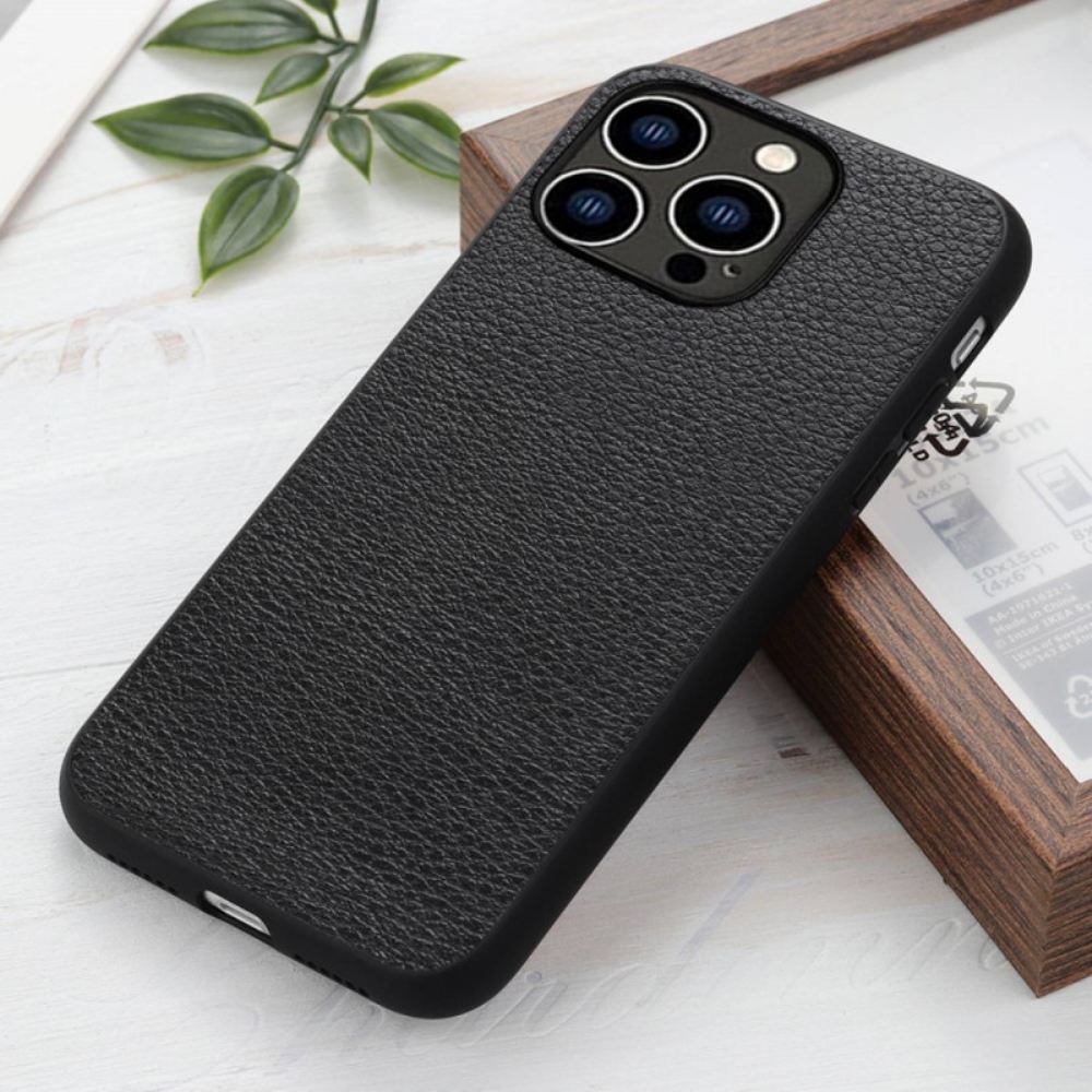 Kryty Na Mobil Na iPhone 14 Pro Pravá Kůže Litchi