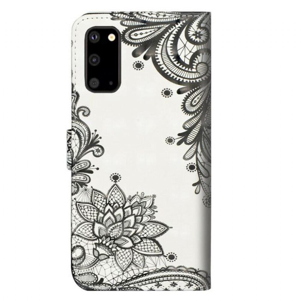 Flipové Pouzdro Na Samsung Galaxy S20 Plus / S20 Plus 5G Elegantní Krajka