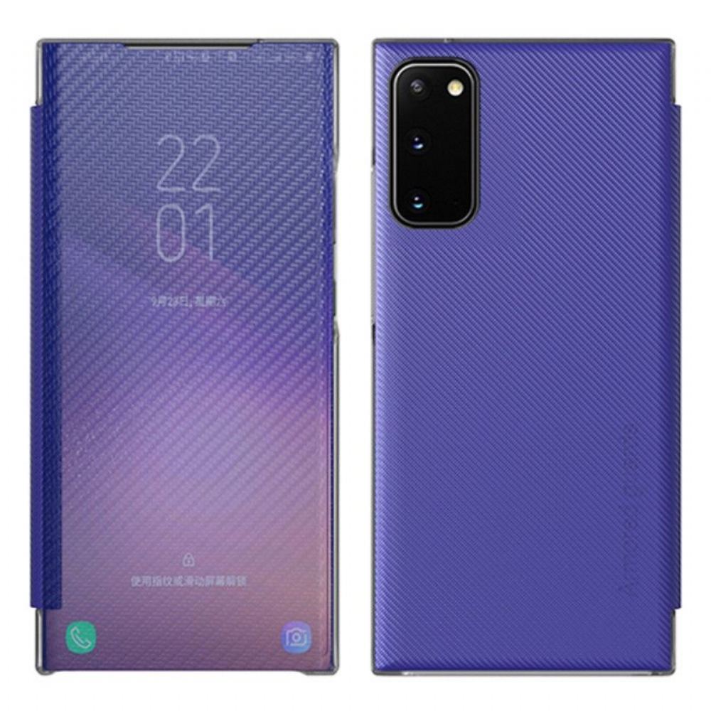 Kryty Na Mobil Na Samsung Galaxy S20 Plus / S20 Plus 5G Flipové Pouzdro Průsvitné Uhlíkové Vlákno