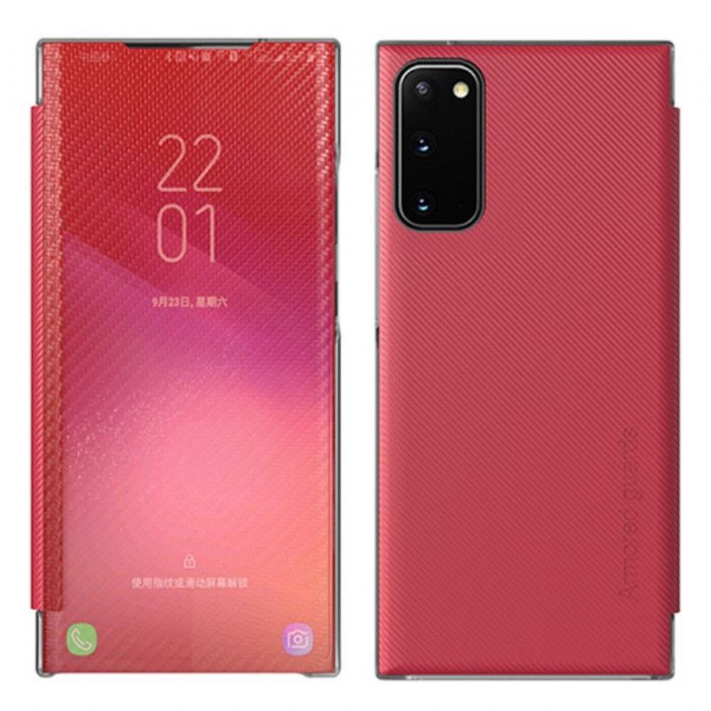 Kryty Na Mobil Na Samsung Galaxy S20 Plus / S20 Plus 5G Flipové Pouzdro Průsvitné Uhlíkové Vlákno