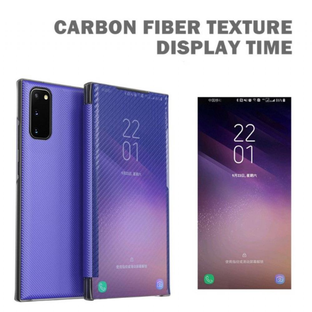 Kryty Na Mobil Na Samsung Galaxy S20 Plus / S20 Plus 5G Flipové Pouzdro Průsvitné Uhlíkové Vlákno