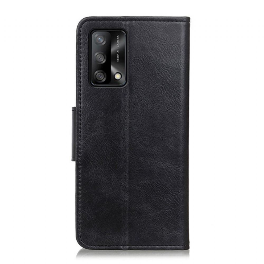 Kožené Pouzdro Na Oppo A74 4G Oboustranná Spona S Koženým Efektem