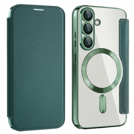 Kožené Pouzdro Folio Na Samsung Galaxy S25 5g Kožený Efekt Kompatibilní S Magsafe A Rfid Blokováním